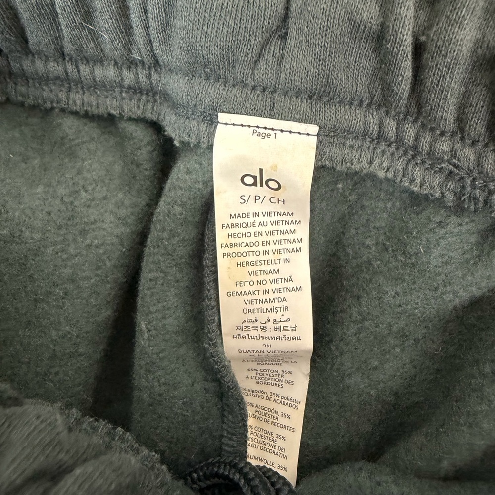 Alo 2 Piece Set Accolade Hoodie Sweatshirt & Sweatpant Charcoal Green Size S - Picture 14 of 15